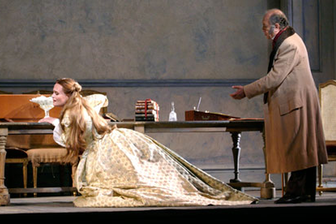 Marina Poplavskaya and Leo Nucci in La Traviata at the Royal Opera House, 2011. Photograph: Catherine Ashmore