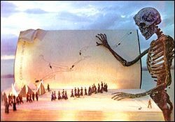 Сцена из "Бала-маскарада" Дж. Верди. Фестиваль в Брегенце (1999). Режиссура и сценография Ричарда Джонса и Энтони Макдональда.