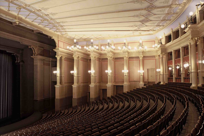 Зрительный зал Байрейтского фестивального театра (Bayreuth Festspielhaus). Источник фото: www.handwerk.de