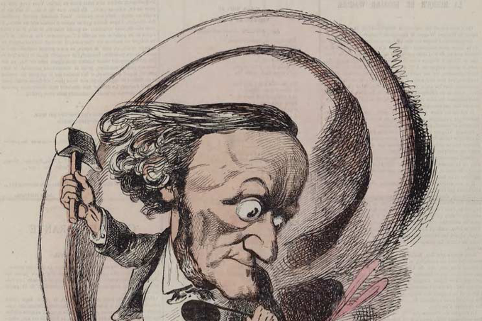 Вагнер в карикатуре журнала l'Eclipse. Париж, 1869