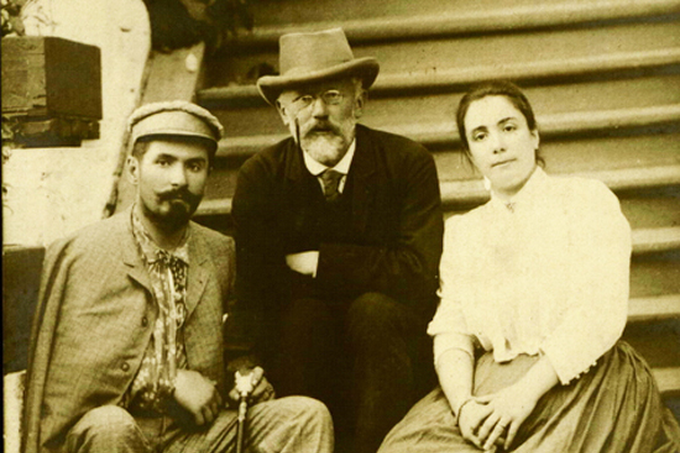 П.И.Чайковский, Н.Н.Фигнер и М.И.Фигнер. 1890. Фрагмент